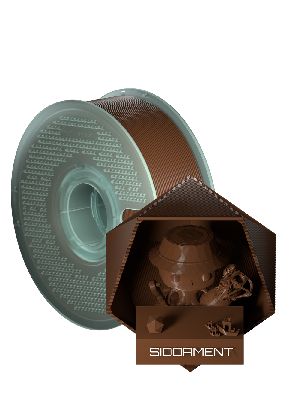 Brown PLA+ 1.75mm 1kg 3D printer filament spool from Siddament